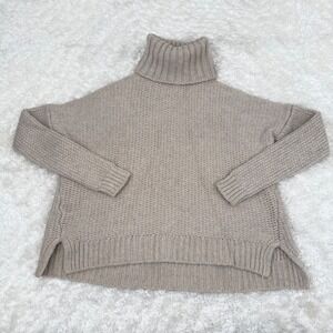 Vince Women's M Wool Yak Blend Turtleneck Sweater High-Low Beige Medium Capsule